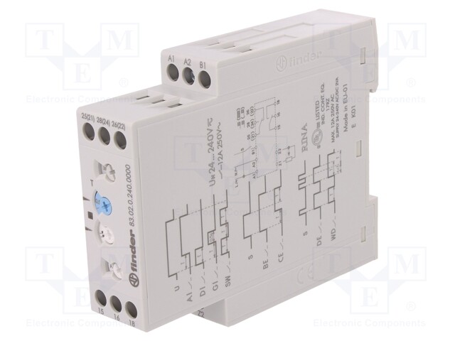 Timer; 0,05s÷10days; DPDT; 250VAC/12A; 24÷240VAC; 24÷240VDC; DIN