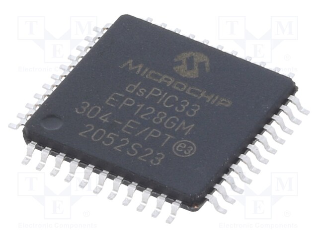 DsPIC microcontroller; SRAM: 16kB; Memory: 128kB; TQFP44; 0.8mm