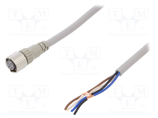 Connection lead; M12; PIN: 4; straight; 5m; plug; 250VAC; 4A; IP67