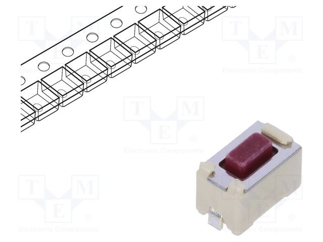 Microswitch TACT; SPST; Pos: 2; 0.05A/12VDC; SMT; 2.6N; 6x3.5x3.5mm