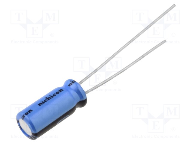 Capacitor: electrolytic; THT; 22uF; 25VDC; Ø5x11mm; Pitch: 2mm; ±20%