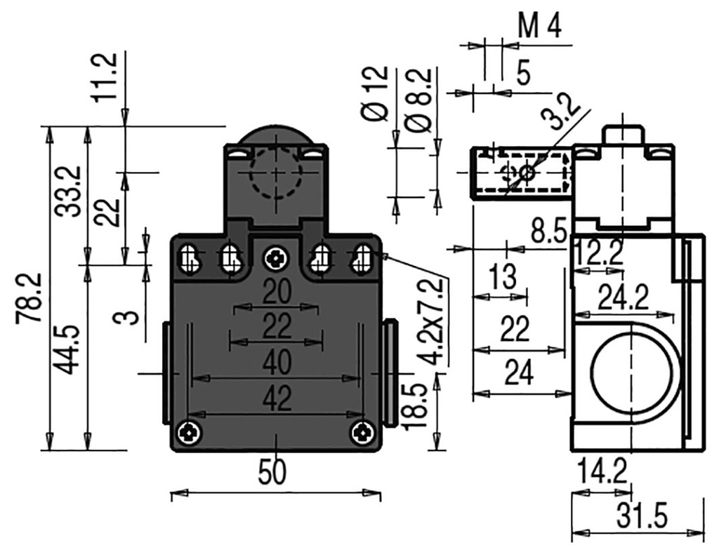 Safety switch: hinged; Series: FZ; NC + NO; IP67; -25÷80°C