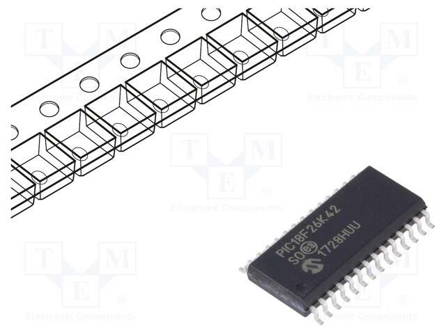 PIC microcontroller; Memory: 64kB; SRAM: 4096B; EEPROM: 1024B; SMD