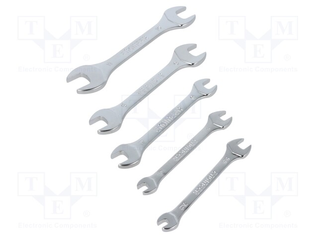 Key set; spanner; Chrom-vanadium steel; Pcs: 5