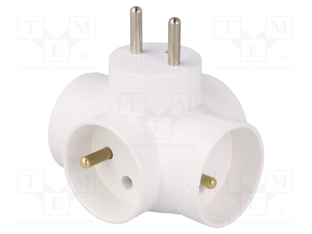 Connector: AC supply; splitter; Layout: 2P+PE; white