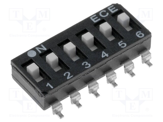 Switch: DIP-SWITCH; Poles number: 6; ON-OFF; Pos: 2; 15.2mm