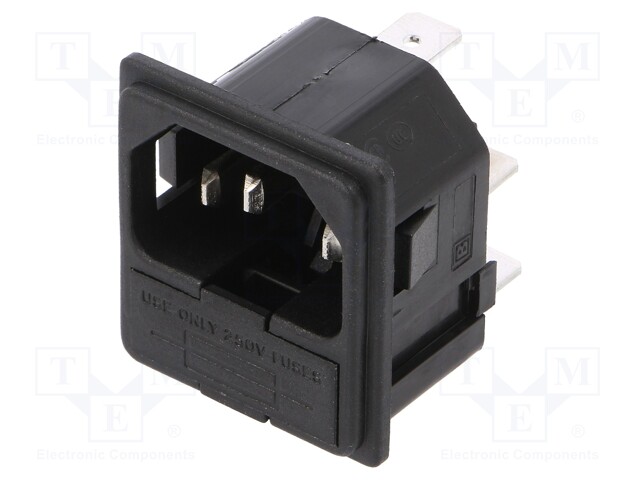 Connector: AC supply; socket; male; 10A; 250VAC; IEC 60320; UL94V-0