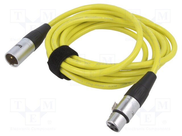 Cable; XLR male 3pin,XLR female 3pin; 9m; yellow; 0.25mm2