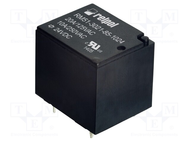 Relay: electromagnetic; SPST-NO; Ucoil: 24VDC; 10A/250VAC; 10A