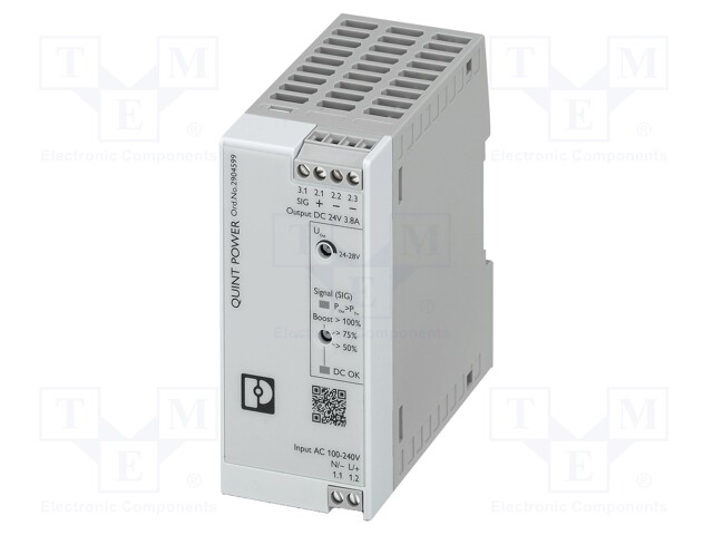 Power supply: switched-mode; 90W; 24÷28VDC; 24VDC; 3.8A; IP20; 296g