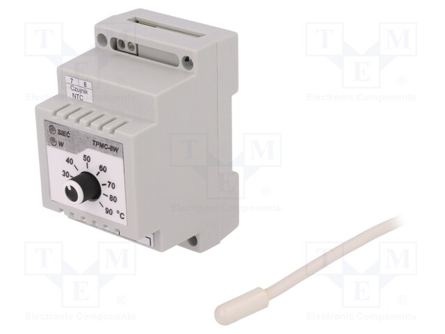 Module: regulator; NTC 47kOhm; temperature; NO,relay; DIN; 20÷90°C