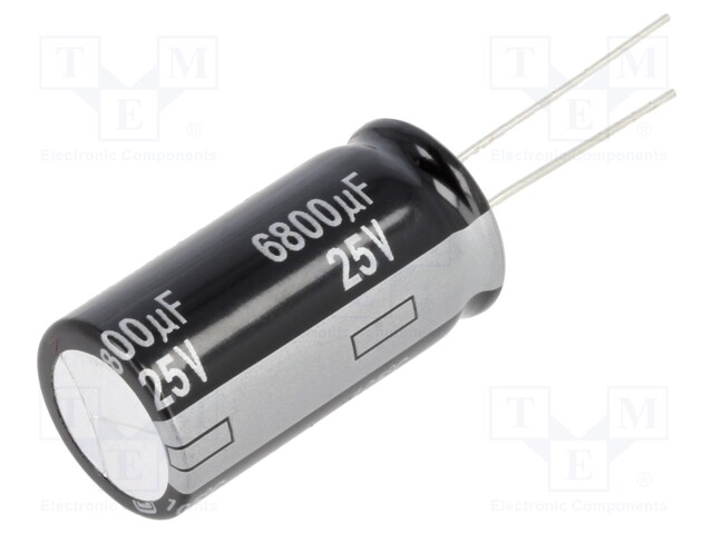 Electrolytic Capacitor, 6800 µF, 25 V, NHG Series, ± 20%, Radial Leaded, 1000 hours @ 105°C