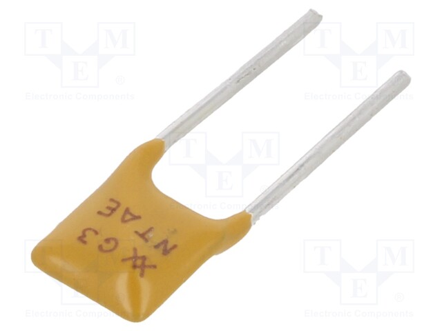 Resettable Fuse, PPTC, PolySwitch RGEF Series, 16 VDC, 3 A, 5.1 A, 1 s, Rectangular