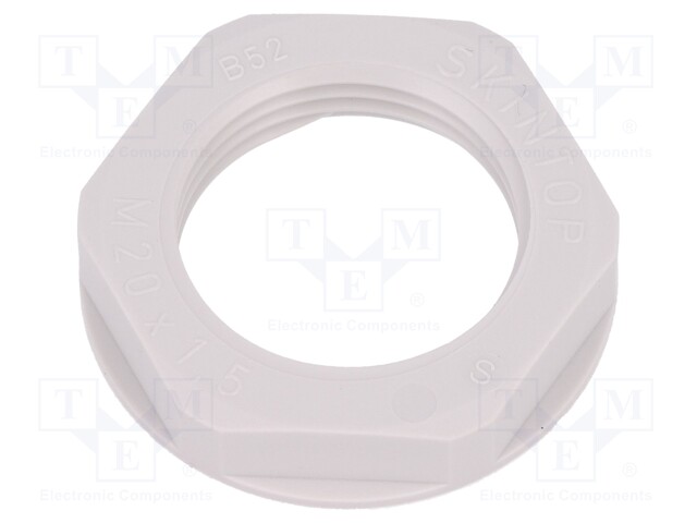 Nut; M20; polyamide; UL94V-2; 27mm; light grey; -20÷100°C