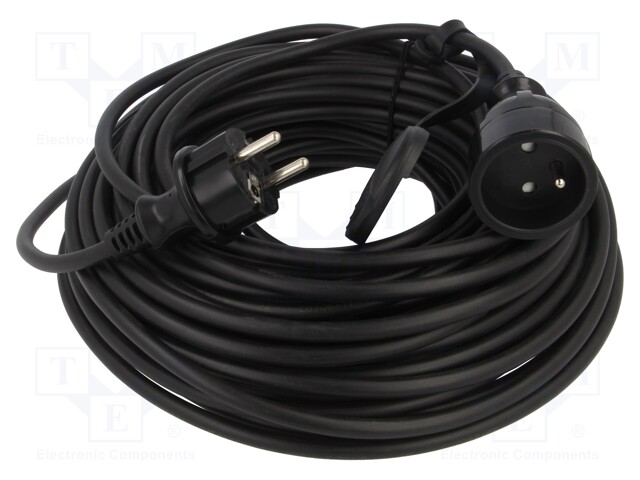 Extension lead; Sockets: 1; PVC; black; 3x1,5mm2; 30m; 16A; STANDARD