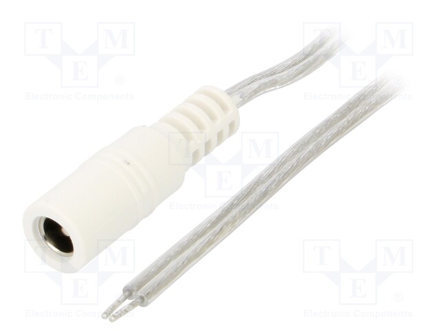 Cable; wires,DC 5,5/2,1 socket; straight; 0.5mm2; transparent