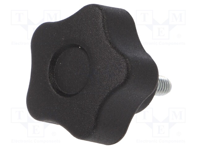 Knob; Dia: 25mm; M4; 10mm; H: 19mm; technopolymer (PA); black