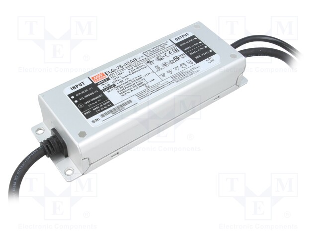 Power supply: switched-mode; LED; 76.8W; 48VDC; 43.2÷52.8VDC; IP65