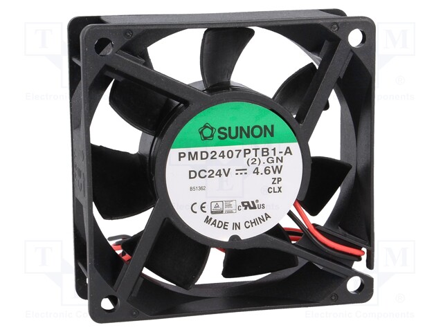 Fan: DC; axial; 24VDC; 70x70x25mm; 83.25m3/h; 45dBA; ball bearing