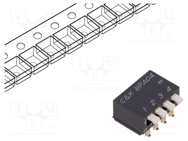 Switch: DIP-SWITCH; Poles number: 4; OFF-ON; 0.025A/24VDC; Pos: 2