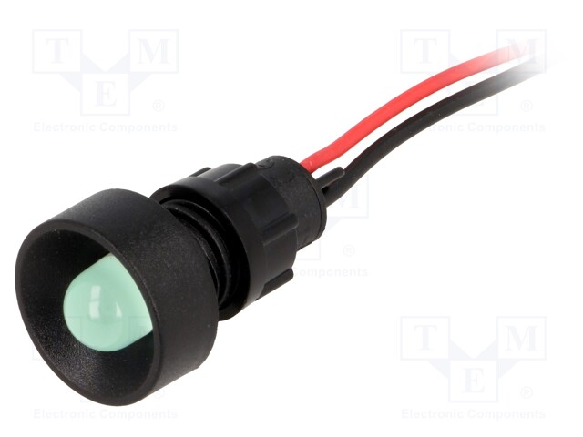 Indicator: LED; recessed; 220VDC; Cutout: Ø13mm; IP40; 300mm leads