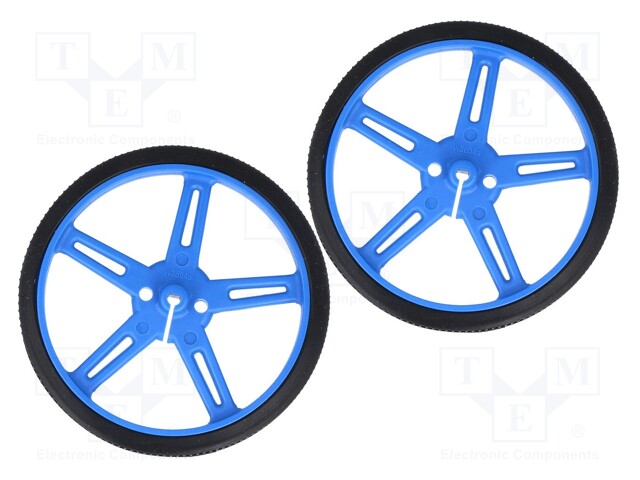 Wheel; blue; Shaft: D spring; Pcs: 2; push-in; Ø: 70mm; Shaft dia: 3mm