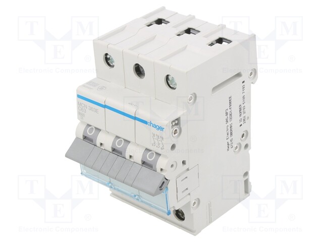 Circuit breaker; 230/400VAC; Inom: 63A; Poles: 3; DIN; Charact: C