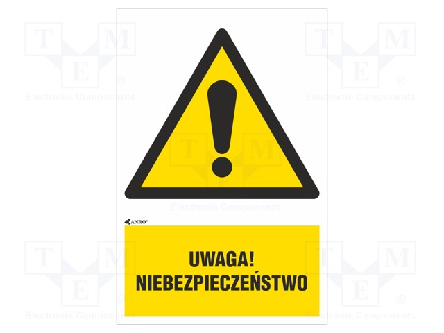 Safety sign; warning; Mat: PVC; W: 200mm; H: 300mm