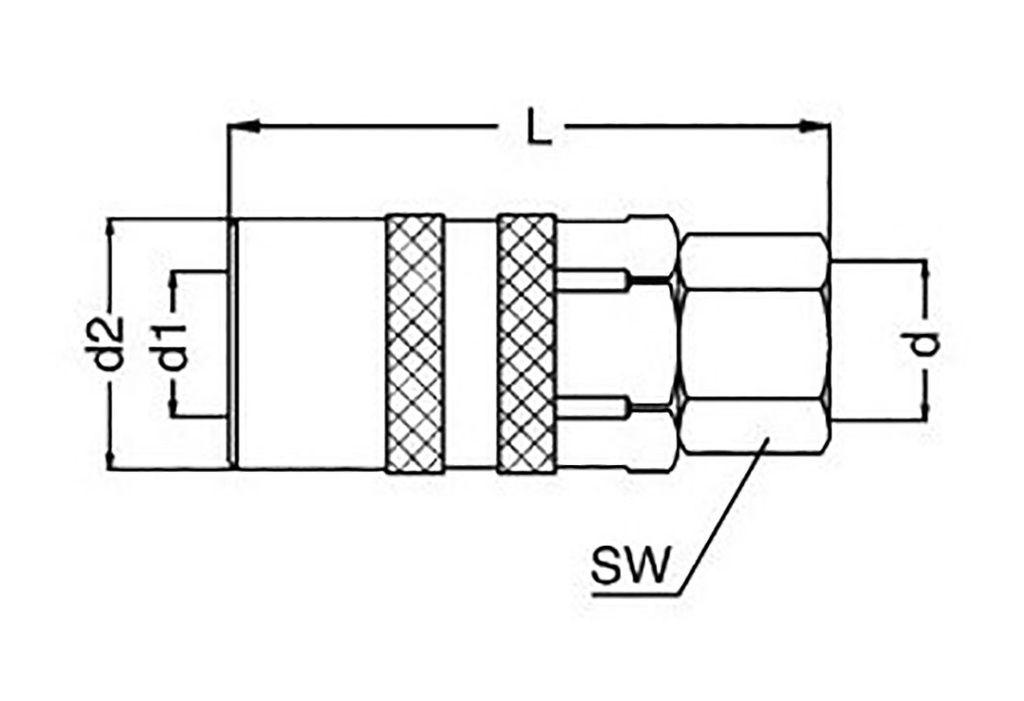 Quick connection coupling; straight,with valve; 15bar; Seal: FPM