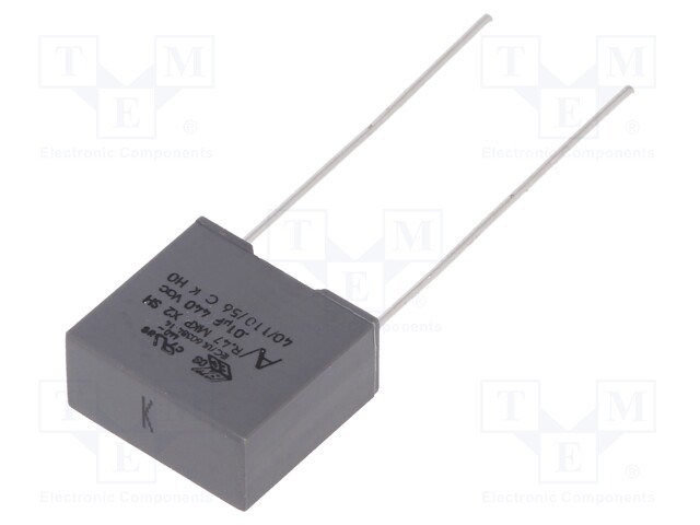 Capacitor: polypropylene; X2; 10nF; 10mm; ±10%; 13x6x12mm; 440VAC