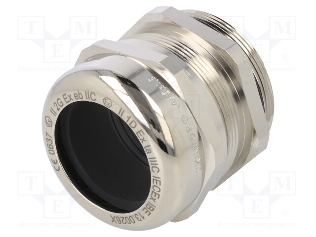 Cable gland; M50; IP68; Mat: brass; Body plating: nickel