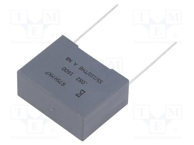 DC Film Capacitor, 0.082 µF, 1.6 kV, Metallized PP, ± 5%, R75H Series, Radial Box