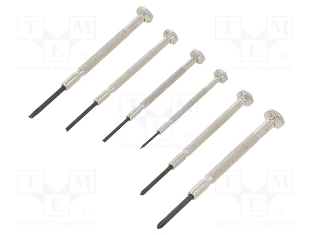 Kit: screwdrivers; Pcs: 6; precision; Phillips,slot