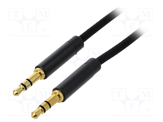 Cable; Jack 3.5mm 3pin plug,both sides; 1m; Plating: gold-plated