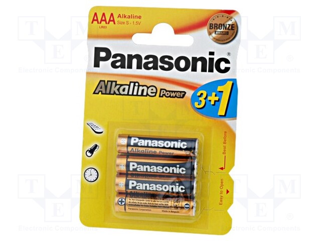 Battery: alkaline; 1.5V; AAA; BRONZE; Batt.no: 4; non-rechargeable