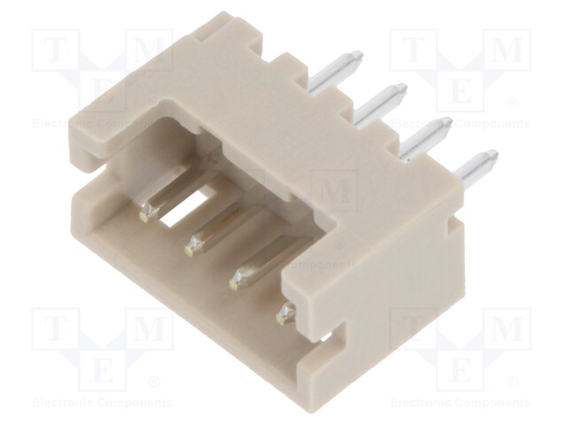 Socket; wire-board; male; DF13; 1.25mm; PIN: 4; THT; on PCBs; tinned