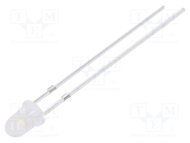 LED; 3mm; white warm; 750÷1120mcd; 70°; Front: convex; Pitch: 2.54mm