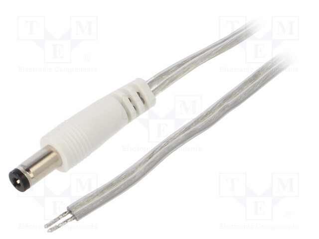 Cable; wires,DC 5,5/2,1 plug; straight; 0.5mm2; transparent; 5m