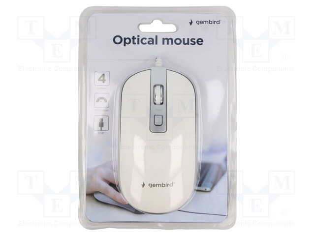 Optical mouse; white,silver; USB A; wired; 1.35m; No.of butt: 4