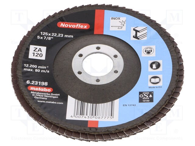 Flap grinding wheels; Ø: 125mm; Øhole: 22.23mm; Granularity: 80