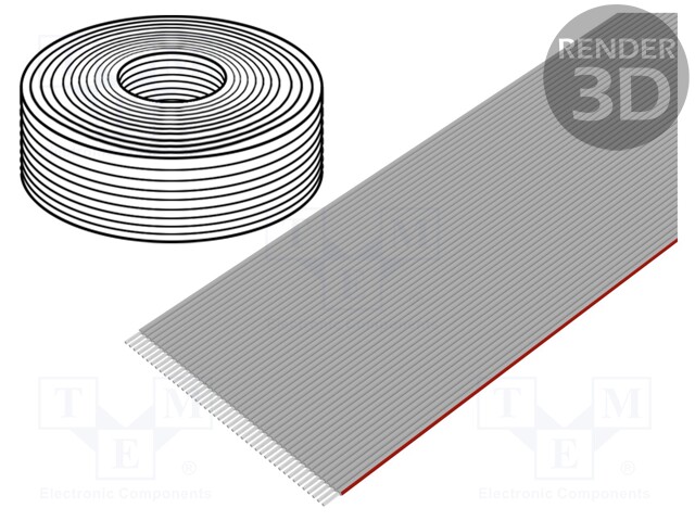 Wire: ribbon; 1mm; stranded; Cu; 44x28AWG; unshielded; PVC; grey