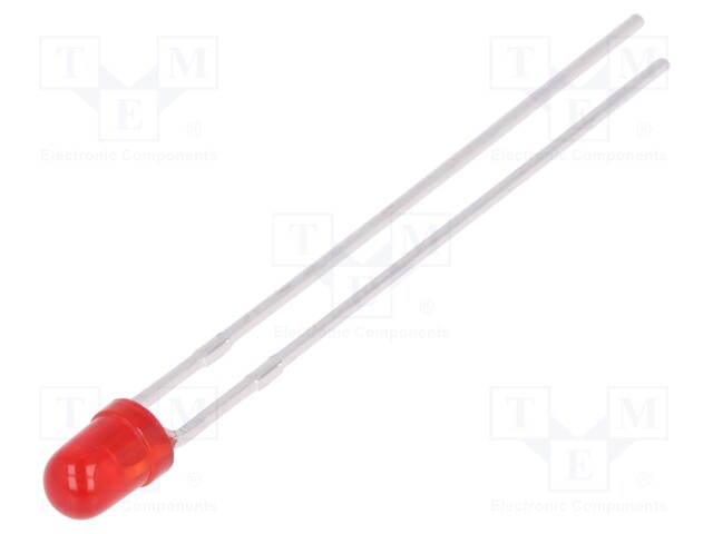 LED; 3mm; red; 12÷30mcd; 40°; Front: convex; No.of term: 2