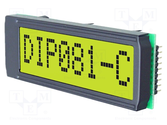 Display: LCD; alphanumeric; STN Positive; 8x1; 68x26.8mm; LED