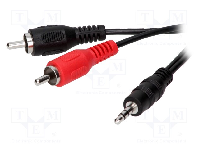 Cable; Jack 3.5mm plug,RCA plug x2; 5m; black