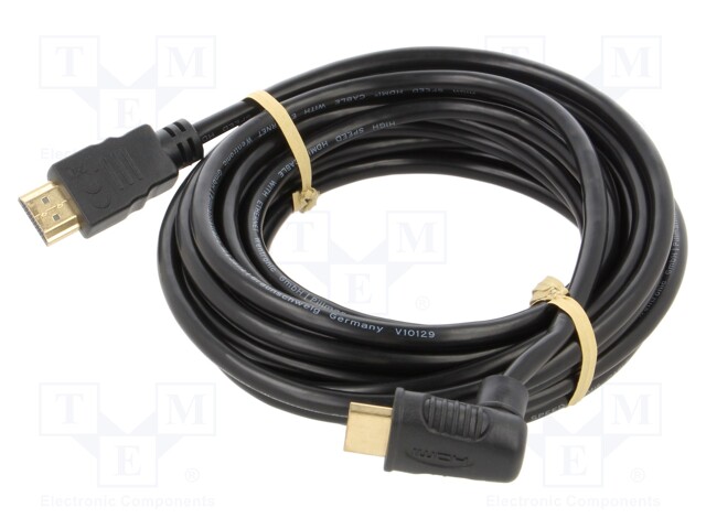 Cable; HDCP 2.2,HDMI 2.0; HDMI plug,HDMI plug 90°; PVC; 5m; black