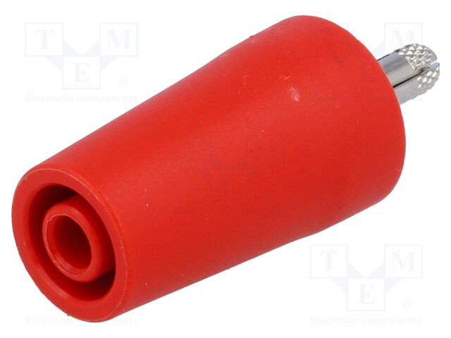 Adapter; 4mm banana; 32A; red; 40.4mm; Plating: nickel plated