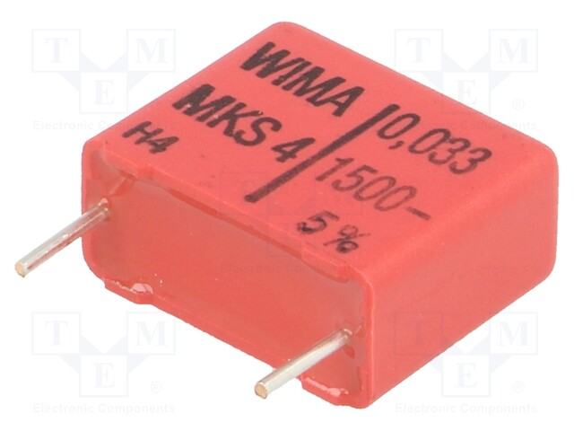 Capacitor: polyester; 33nF; 400VAC; 1.5kVDC; Pitch: 15mm; ±5%