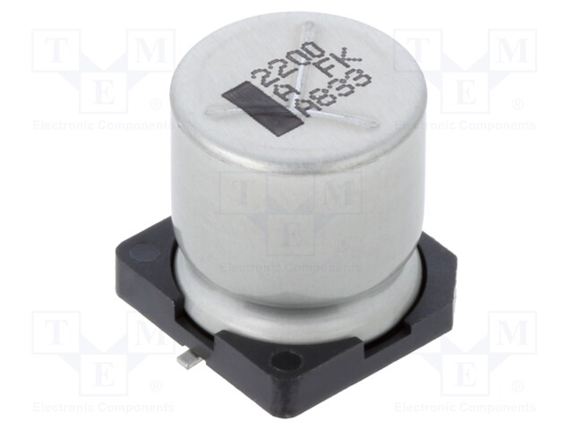 SMD Aluminium Electrolytic Capacitor, Radial Can - SMD, 2200 µF, 10 V, FK Series