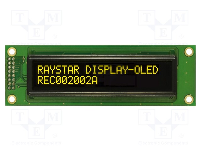 Display: OLED; alphanumeric; 20x2; Dim: 116x37x9.8mm; yellow