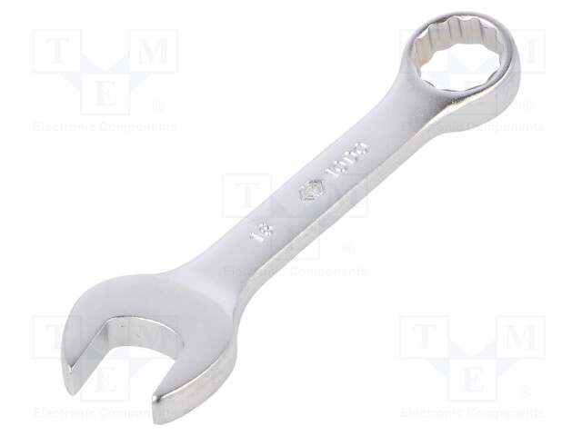 Wrench; combination spanner; 16mm; Chrom-vanadium steel; short